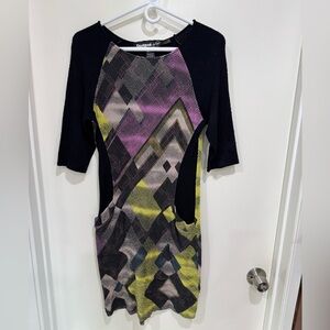 Desigual Black and Multicolor Long Sleeve Dress